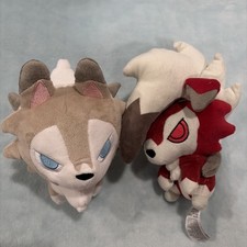 Pokémon Center Lycanroc Midnight Form & Midday Form Doll Plush Bundle Nintendo picture