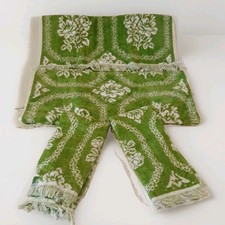 Vtg State Pride Sculpted MCM Green & White Floral Fringe Towel Set /4 USA Cannon picture