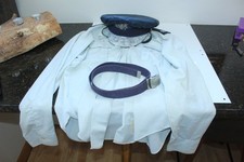 Vintage Retired Air Force Blue Cap With Cover, White Shirt And Blue Belt picture