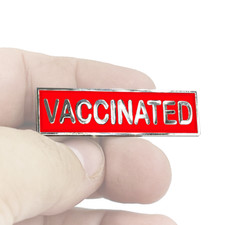 VACCINATED RED Commendation Bar Pin Pandemic Operation Warp Speed Police First R picture