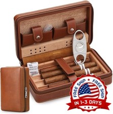 Estuche de cuero para puros portátil para viajes, de cuero, suave y cómodo NUEVO picture