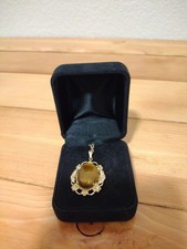 Vintage Coleman Black Hills Gold Tiger's Eye Pendant Necklace 10K 12K Filigree picture