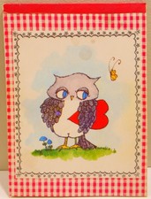 Vintage Statioery Tabley 1970's Funky Owl With Heart & Gingham Border 15 Sheets picture