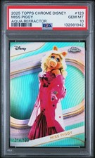 2025 Topps Chrome Disney Aqua Refractor 14/199 Miss Piggy #123 PSA 10 picture