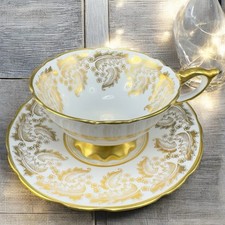 Royal Stafford Fine Porcelain China Teacup And Saucer England Heavy Gold Pattern picture