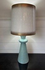 Vintage Mid Century Modern Ceramic Table Lamp Base Atomic 1950’s Retro W/Shade picture