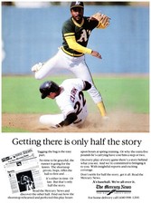 PRINT AD 1986 Mercury News 80's Oakland A's Tony Phillips & SF Giants Will Clark picture