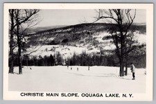 RPPC Christie Main Slope Catskills Ski Resort Oquaga Lake NY New York Postcard picture