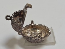 Sterling Silver ~ Moses Basket Charm ~ OPENS ~ BABY Inside ~ RARE ~ VINTAGE picture
