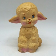 Yellow White Lamb Sheep Rubber Toy 1950's picture