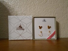 Disney Parks Mickey Mouse Double CZ Goldtone Earrings Set picture