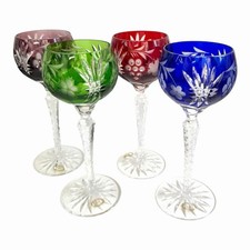 Vintage NEW W/TAG 4 Nachtman Traube Crystal Cut to Clear Hock Wine Goblets 8.25