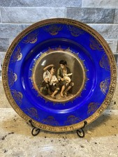 VINTAGE JKW PORCELAIN COBALT BLUE AND GOLD GILTED PLATE picture