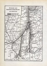 1931 Antique Chicago & Eastern Illinois Railroad Map Vintage Railway Map 794 picture