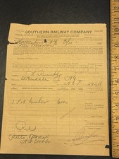 1911 Southern Railway Bill Lading Lumbar Stokesdale NC Trail Railroad picture
