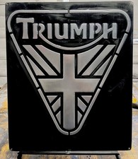 Triumph Garage Sign 20x24 Hand Cast Aluminum Relief Metal Wall Art picture