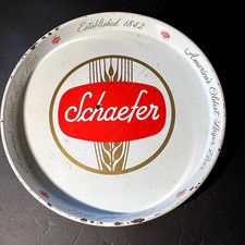 Vtg Schaefer Beer Metal Serving Tray Lots of Character Rust, Scratches, Scuffs picture