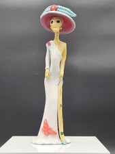Day of the Dead VTG Catrina Figurine Hand Painted Clay Mexican Folk Art Skeleton picture