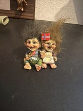 Original NORD SUVENIR Troll Couple Scandinavian Norway Holding Flag Rare picture