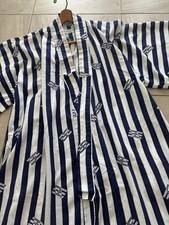 Vintage 80s Imperial Hotel Tokyo Japanese Stripe Yukata Robe Cotton Kimono FLAWS picture