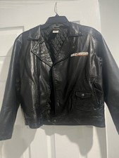 Kids Harley Davidson Jacket Size 12/14 And Pigskin Leaver Gloves picture