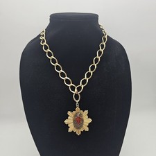 Vintage Pi Kappa Alpha Gold Tone Pendant & Necklace picture