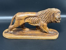 Vintage Judaica Carved Olive Wood Lion from Israel Lion of Judah picture