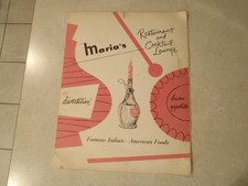 Vintage Maria's Menu Restaurant Cocktail Lounge Famous Italian-American Foods picture