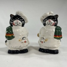 Vintage 1970s Black & White Cat Chef Salt & Pepper Shakers 4