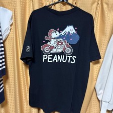 Men's and Women's Snoopy Motorcycle Pattern Short Sleeve T-Shirt M Size New picture