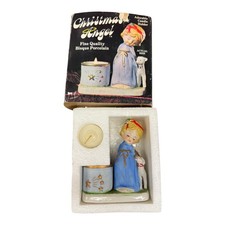 Vintage Jasco Little Luvkins Christmas Blonde Angel W/ Lamb Candle Holder 1978 picture