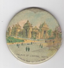 1904 WORLD'S FAIR OLD ADV. CELLULOID POCKET MIRROR, PALACE OF LIBERAL ARTS~ MIRR picture