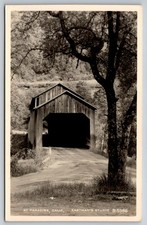 Paradise California Covered Bridge RPPC CA Vintage Photo Postcard Dirt Road picture