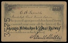 Antique 1895 Chicago Milwaukee & St Paul Railroad Pass picture