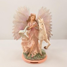 Eleco Chambord Collection Fairy With Unicorn Lamp Fiber Optic Light Wings 16” picture