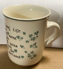 Vtg Irish Prayer Coffee Mug Carrigdhoun Pottery Ireland Shamrocks Clover 8oz picture