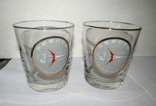 TWO COLLECTIBLE VINTAGE NEW CHRYSLER DESOTO DEALER PROMO ON THE ROCKS GLASSES picture