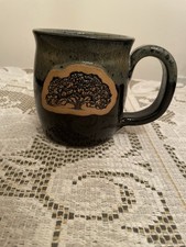Sunset Hill Stoneware Coffee Mug Hand Handcrafted Tree Medallion Night Glaze picture