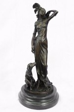 Bronze Sculpture Museum Quality Classic Artwork Women next to Dog Statue Deal picture