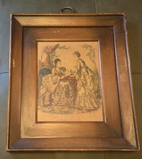 D) 1860-1937 Wood Framed Print From La Mode Illustree Paris Double Framed SIGNED picture
