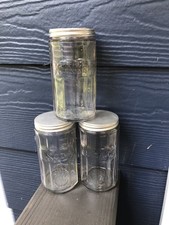 Set of 3 1920 Hoosier Spice Jars 12 Panel Clear Glass Jars -Soda Ginger Allspice picture