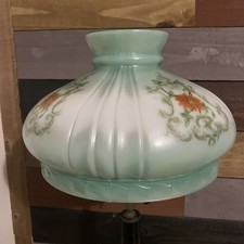 Antique Coleman # 324 Green Floral Glass Lamp Shade 1920’s picture