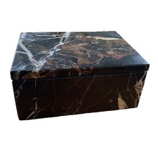 Pier 1 Marble Trinket Box Vintage Made in Pakistan Heavy Marble-5x4x2 picture