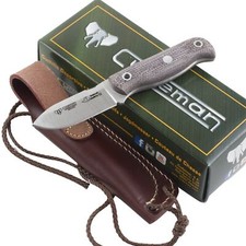 Cudeman Sanabria Mini Bushcraft Fixed Knife Brown Jute Handle Drop Point Blade picture