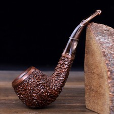 Rusticated Briar Tobacco Pipe 9mm Filter Carved Smoking Pipe Acrylic Taper Stem picture