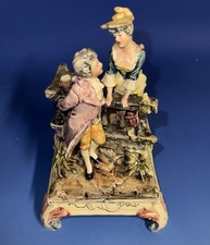 Vintage Porcelain Figurine 18th Century Style Romantic Scene Galante Footed Base picture