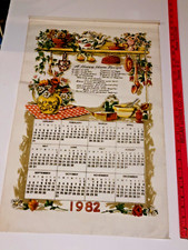 1982 Tea Towel Cloth Calendar - Flowers picture