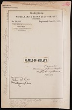 Winkelmann Brown Drug Company Pearls of Violets Perfume Trademark 1895 picture