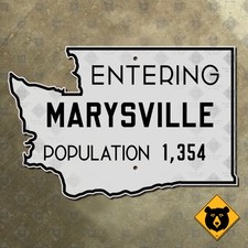 Entering Marysville Washington city limit highway road sign state outline 15x10 picture
