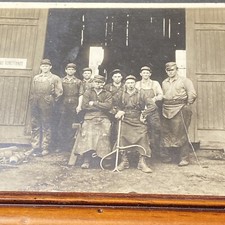 Frame Antique Photo C1900 Foundry Workers Workwear Denim picture
